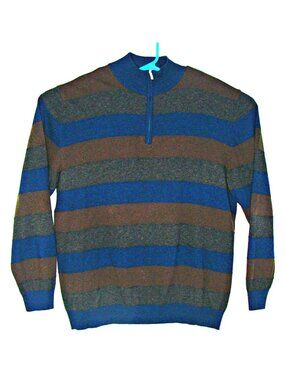 Enzo Mantovani Italy Mens XXL Quarter Zip Sweater Wool Cashmere Blend Striped